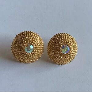 Signed Avon earrings featuring ab rhinestones